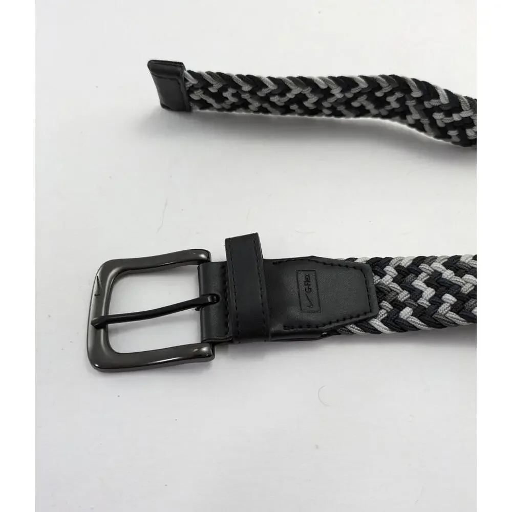 Mens Nike G-Flex Black Gray Woven Comfort Stretch‎ Belt BS0622 Size Large L